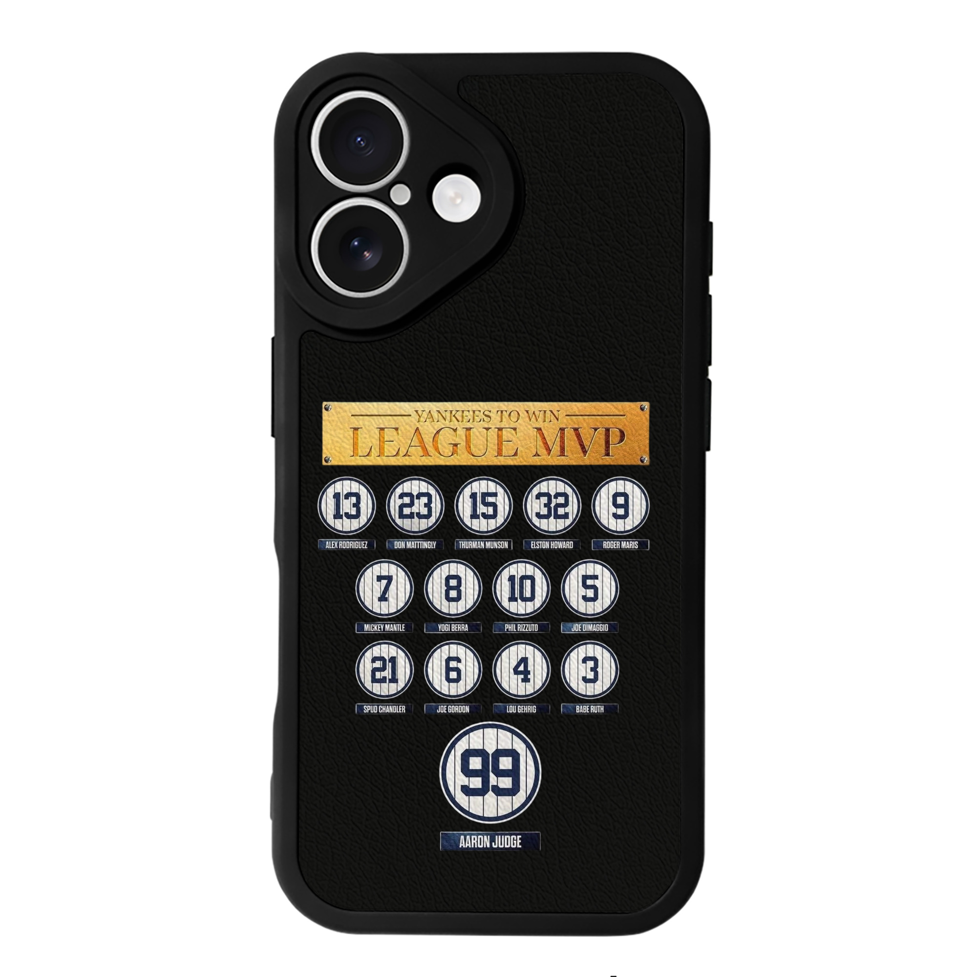 New York Yankees To Win League MVP IPhone 16 Silicone Leather Case – UV Print, Lambskin Texture – Perfect Fit, Wireless Charging Compatible, Scratch Resistant, Precise Cutouts – Stylish Protection For IPhone 16